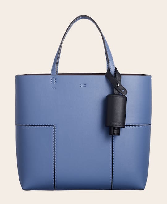 CarryME-Set CLASSIC schwarz Tasche blau Handgel Leder-Taschenanhänger
